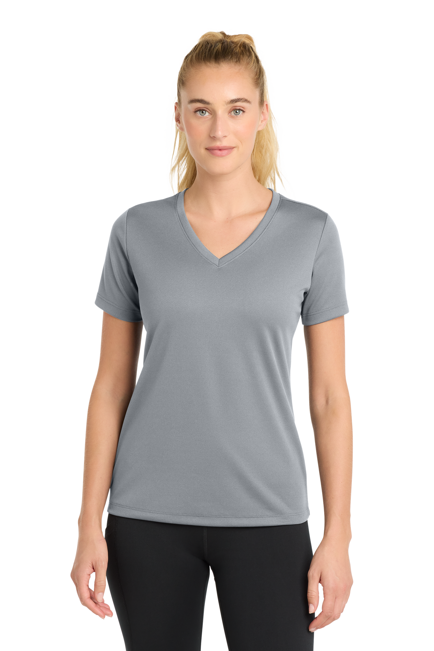 Sport-Tek® Women's PosiCharge® RacerMesh® V-Neck Tee - Silver