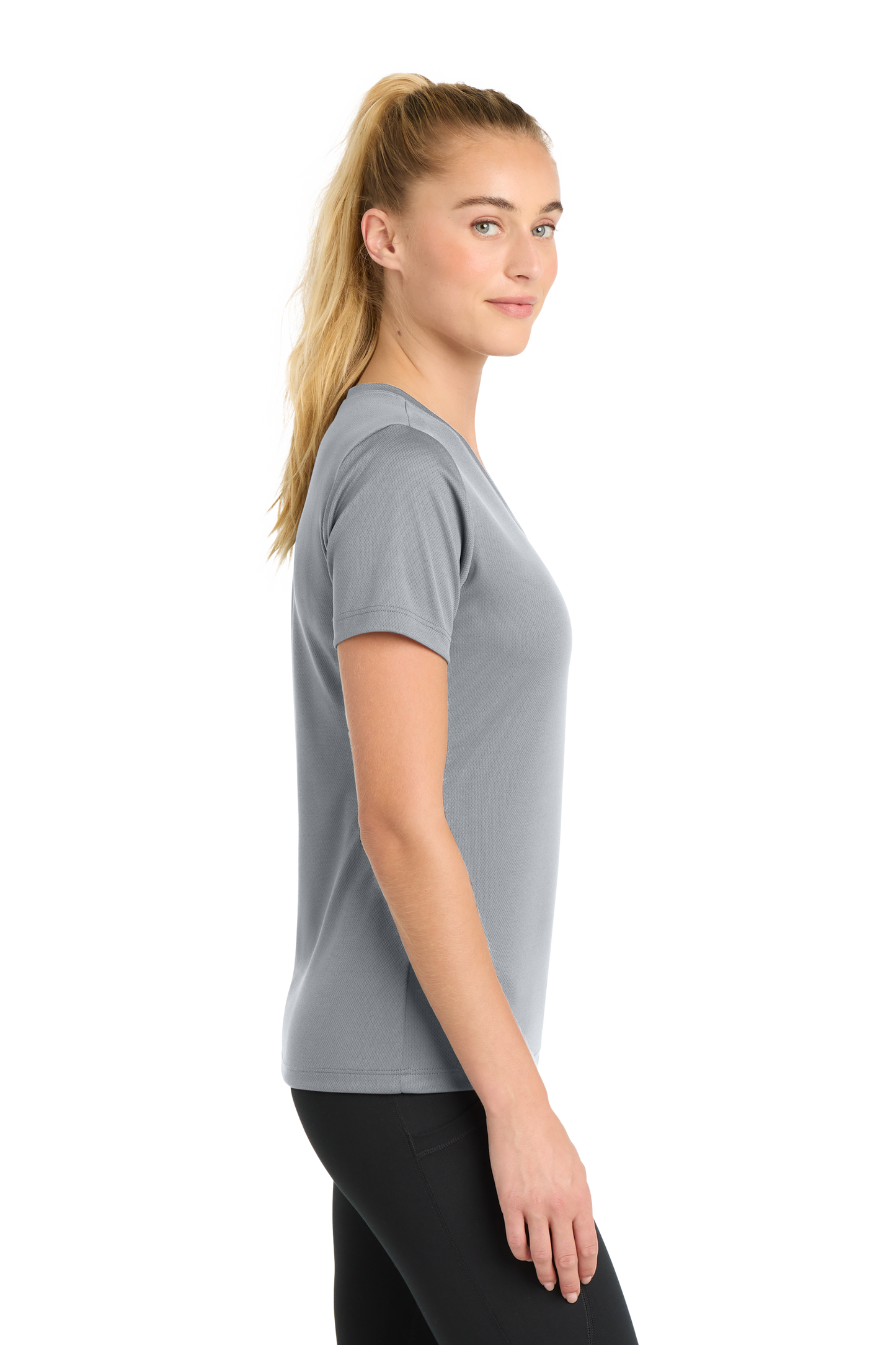 Sport-Tek® Women's PosiCharge® RacerMesh® V-Neck Tee - Silver