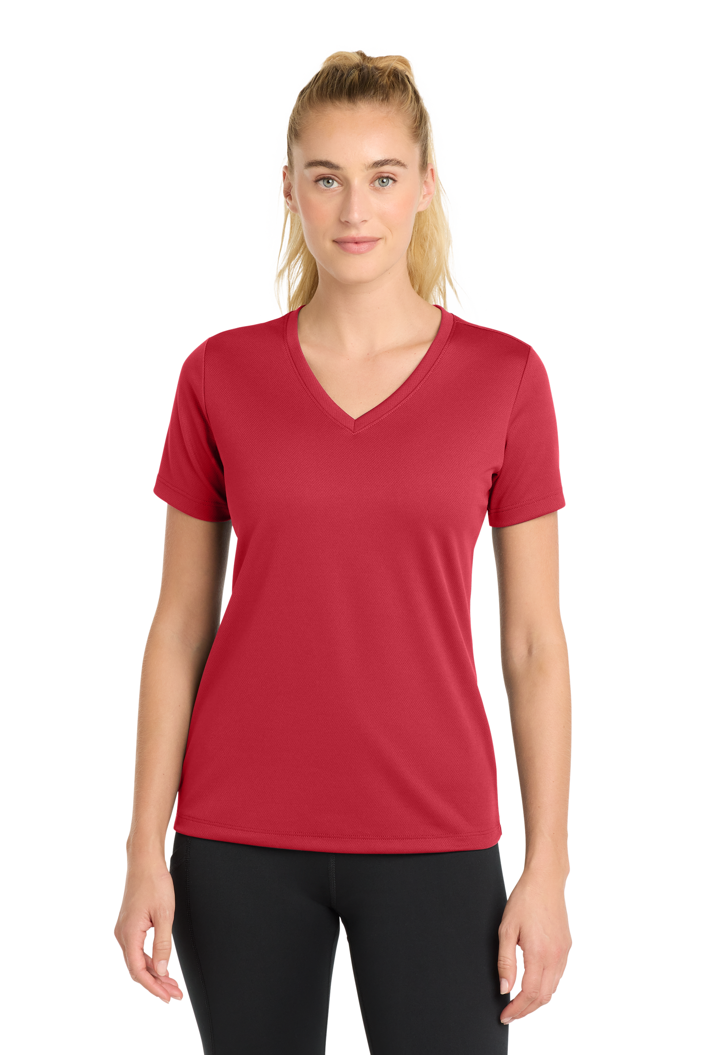 Sport-Tek® Women's PosiCharge® RacerMesh® V-Neck Tee - True Red