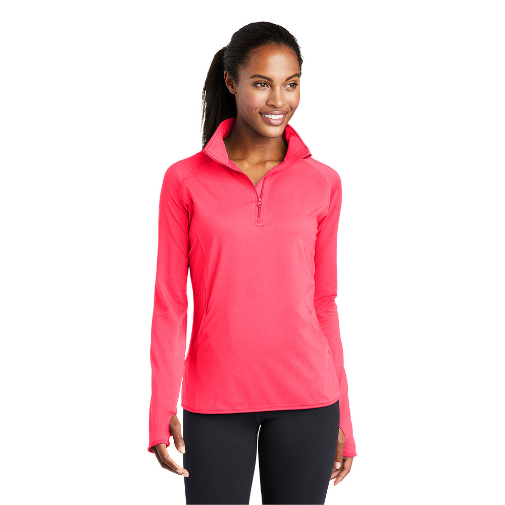 Sport-Tek® Women's Sport-Wick® Stretch 1/4-Zip Pullover - Hot Coral