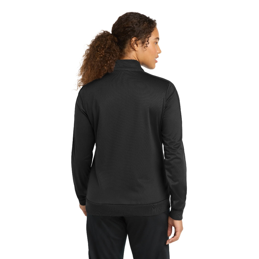 Sport-Tek® Ladies Tricot Sleeve Stripe Track Jacket - Black