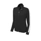 Sport-Tek® Ladies Tricot Sleeve Stripe Track Jacket - Black/White