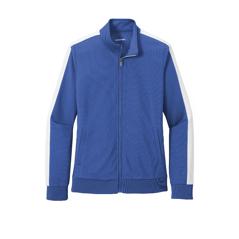 Sport-Tek® Ladies Tricot Sleeve Stripe Track Jacket - True Navy/White