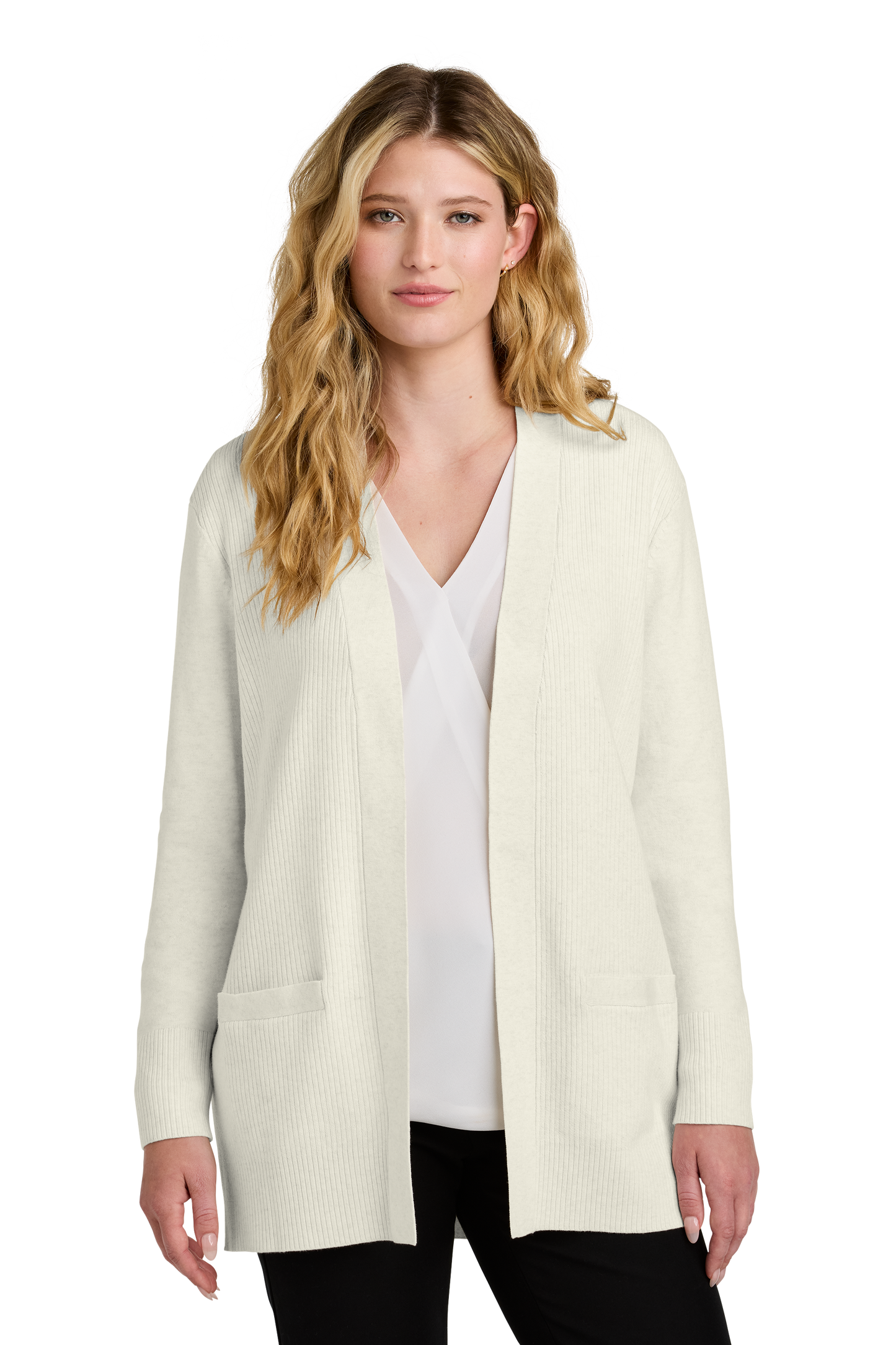 Port Authority® Women’s Easy Care Open-Front Cardigan Sweater - Oatmeal Heather