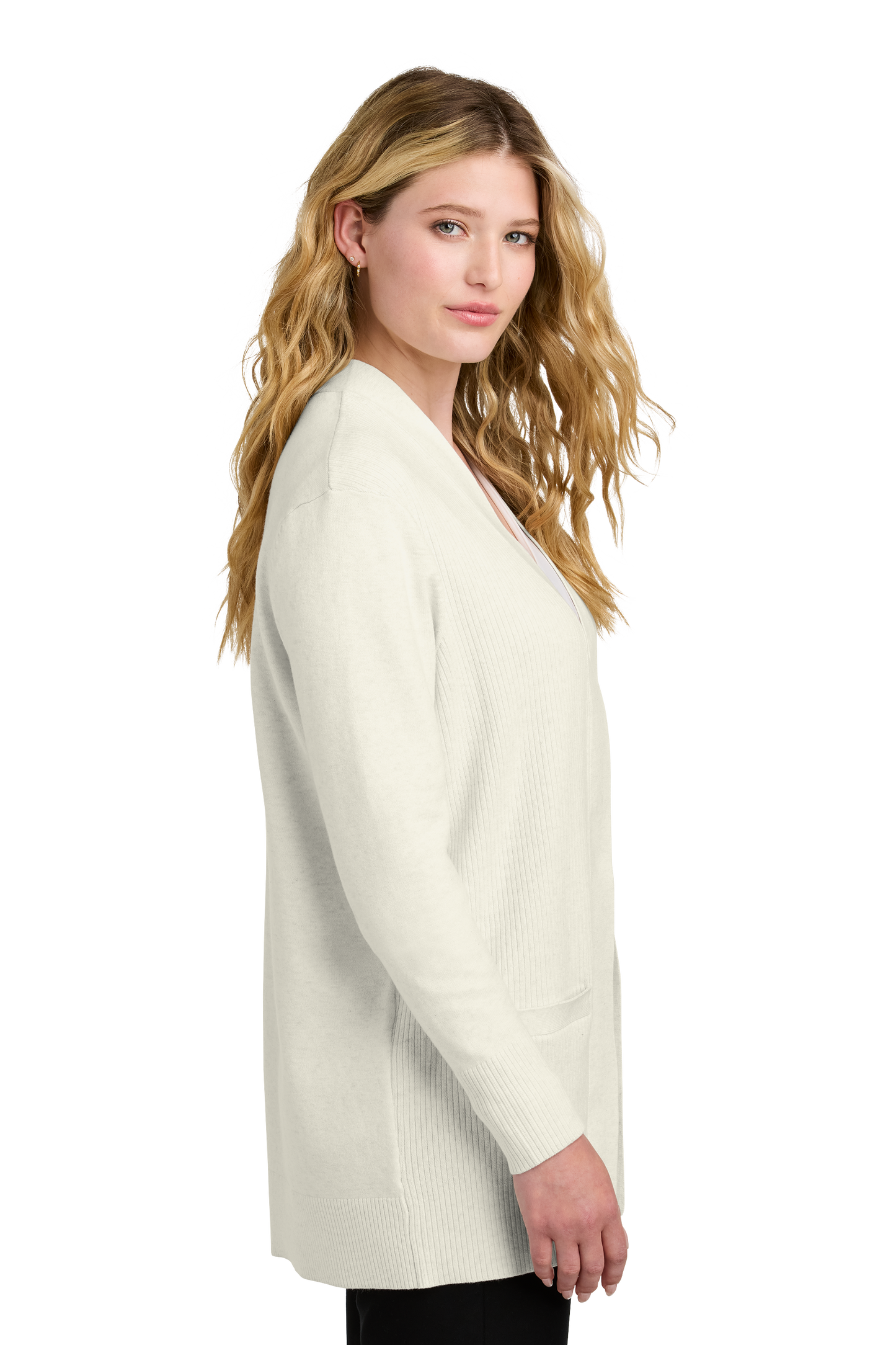 Port Authority® Women’s Easy Care Open-Front Cardigan Sweater - Oatmeal Heather