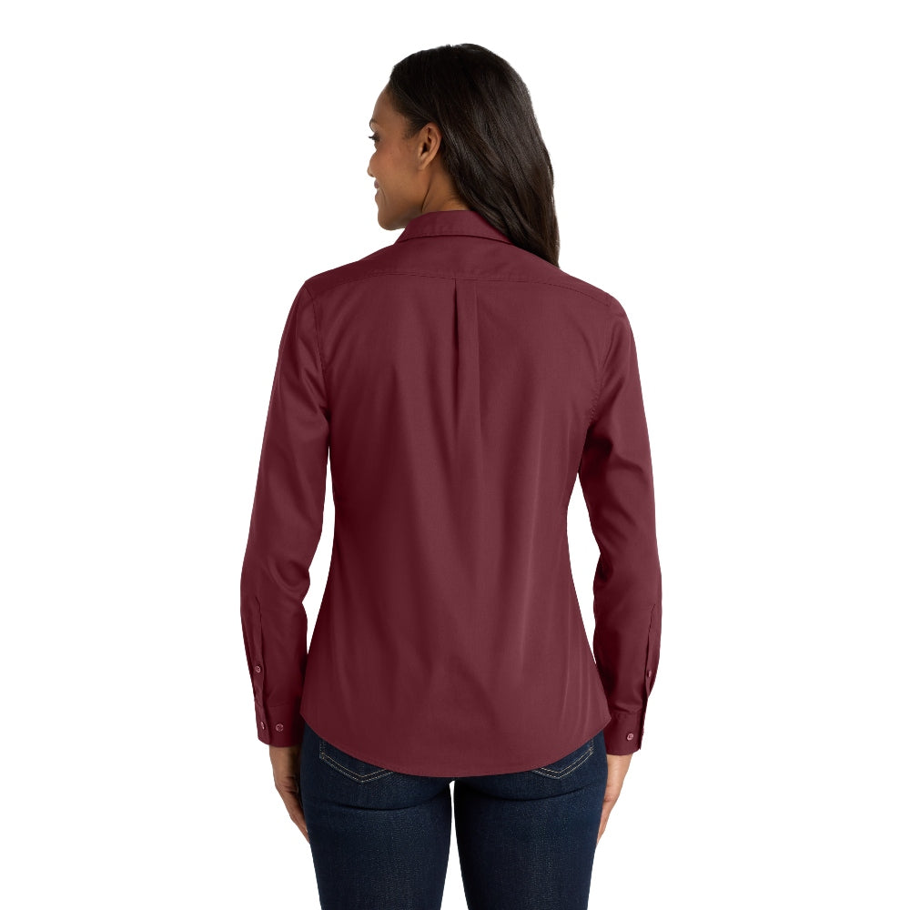 Port Authority® Women's Long Sleeve Carefree Poplin Shirt - Burgundy
