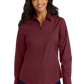 Port Authority® Women's Long Sleeve Carefree Poplin Shirt - Burgundy