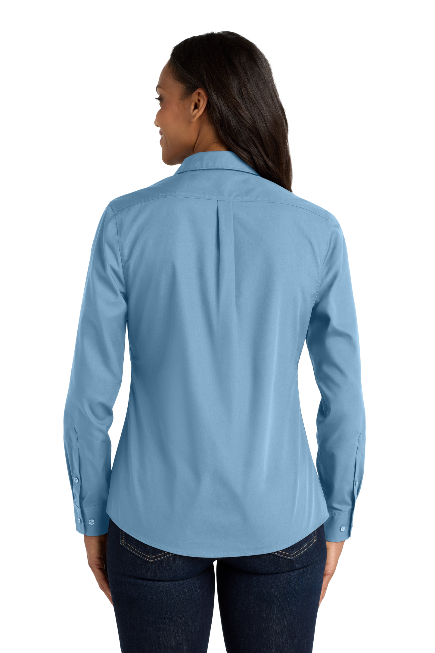 Port Authority® Women's Long Sleeve Carefree Poplin Shirt - Carolina Blue