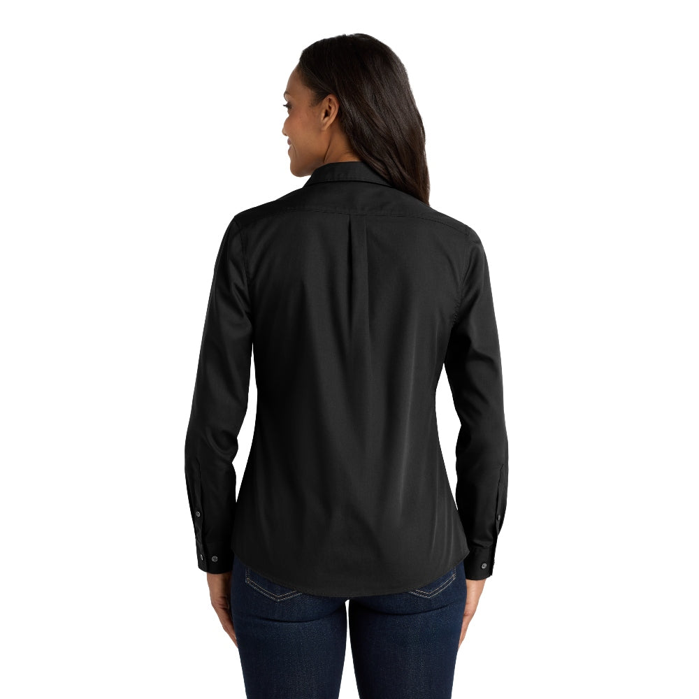 Port Authority® Women's Long Sleeve Carefree Poplin Shirt - Deep Black