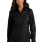 Port Authority® Women's Long Sleeve Carefree Poplin Shirt - Deep Black