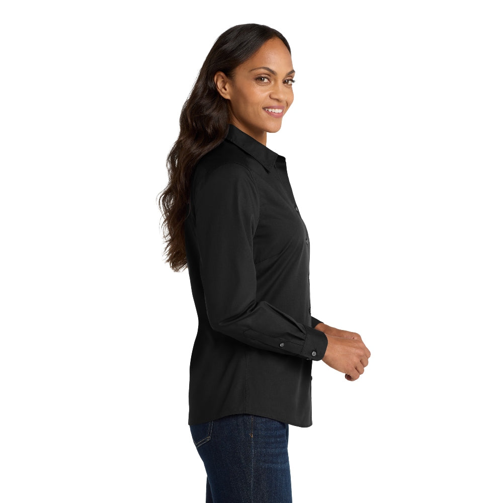 Port Authority® Women's Long Sleeve Carefree Poplin Shirt - Deep Black