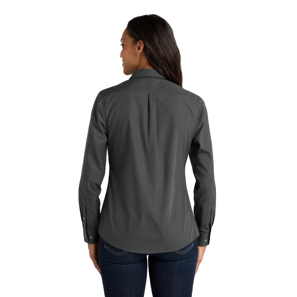 Port Authority® Women's Long Sleeve Carefree Poplin Shirt - Graphite