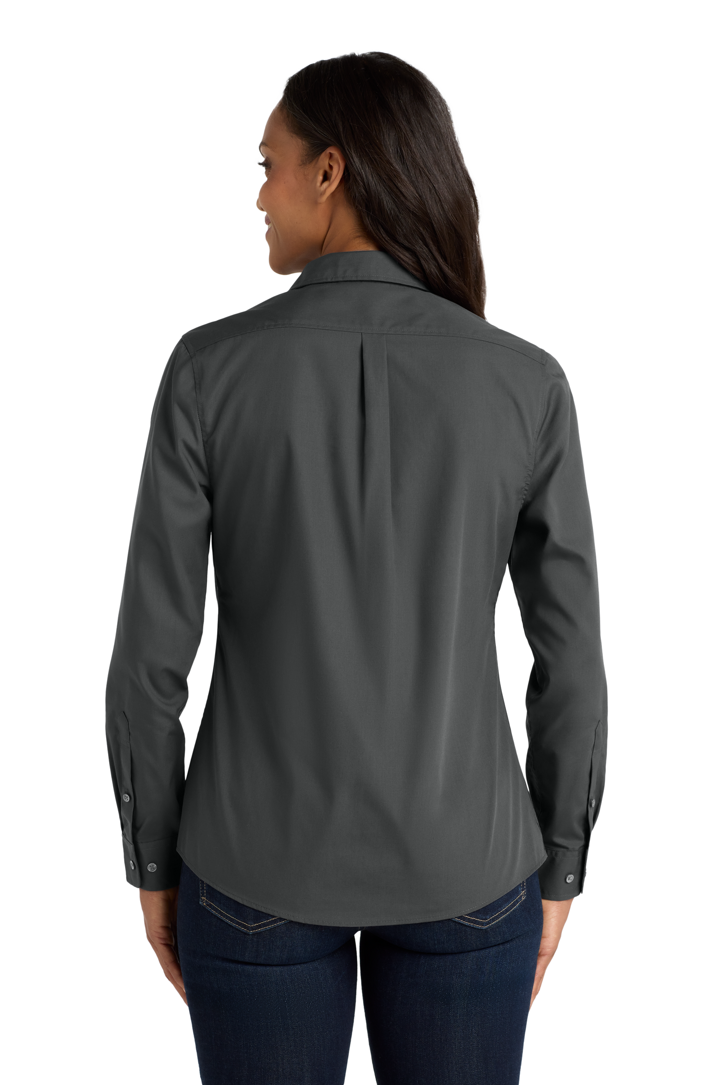 Port Authority® Women's Long Sleeve Carefree Poplin Shirt - Graphite
