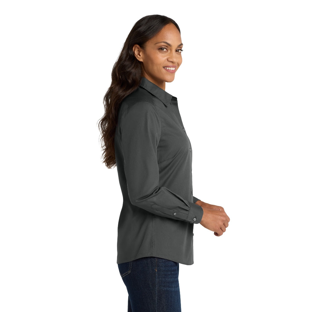 Port Authority® Women's Long Sleeve Carefree Poplin Shirt - Graphite