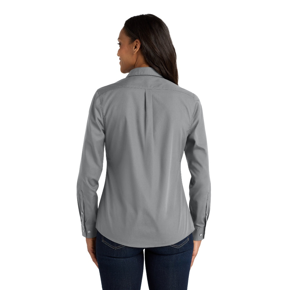Port Authority® Women's Long Sleeve Carefree Poplin Shirt - Gusty Grey