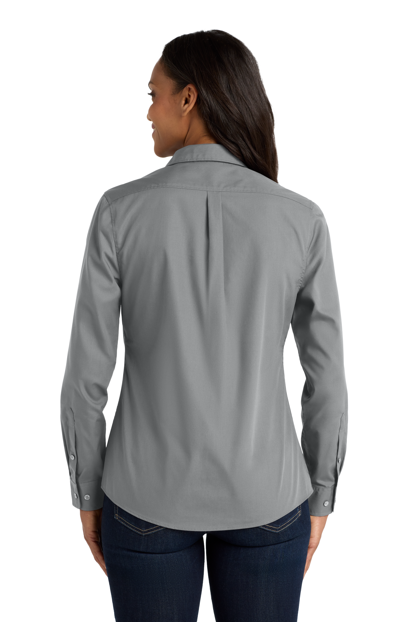 Port Authority® Women's Long Sleeve Carefree Poplin Shirt - Gusty Grey