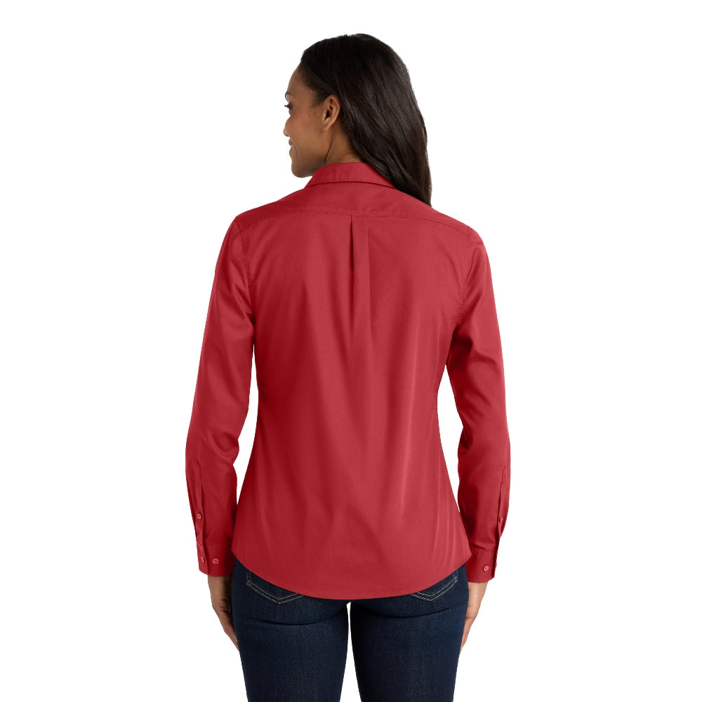 Port Authority® Women's Long Sleeve Carefree Poplin Shirt - Rich Red