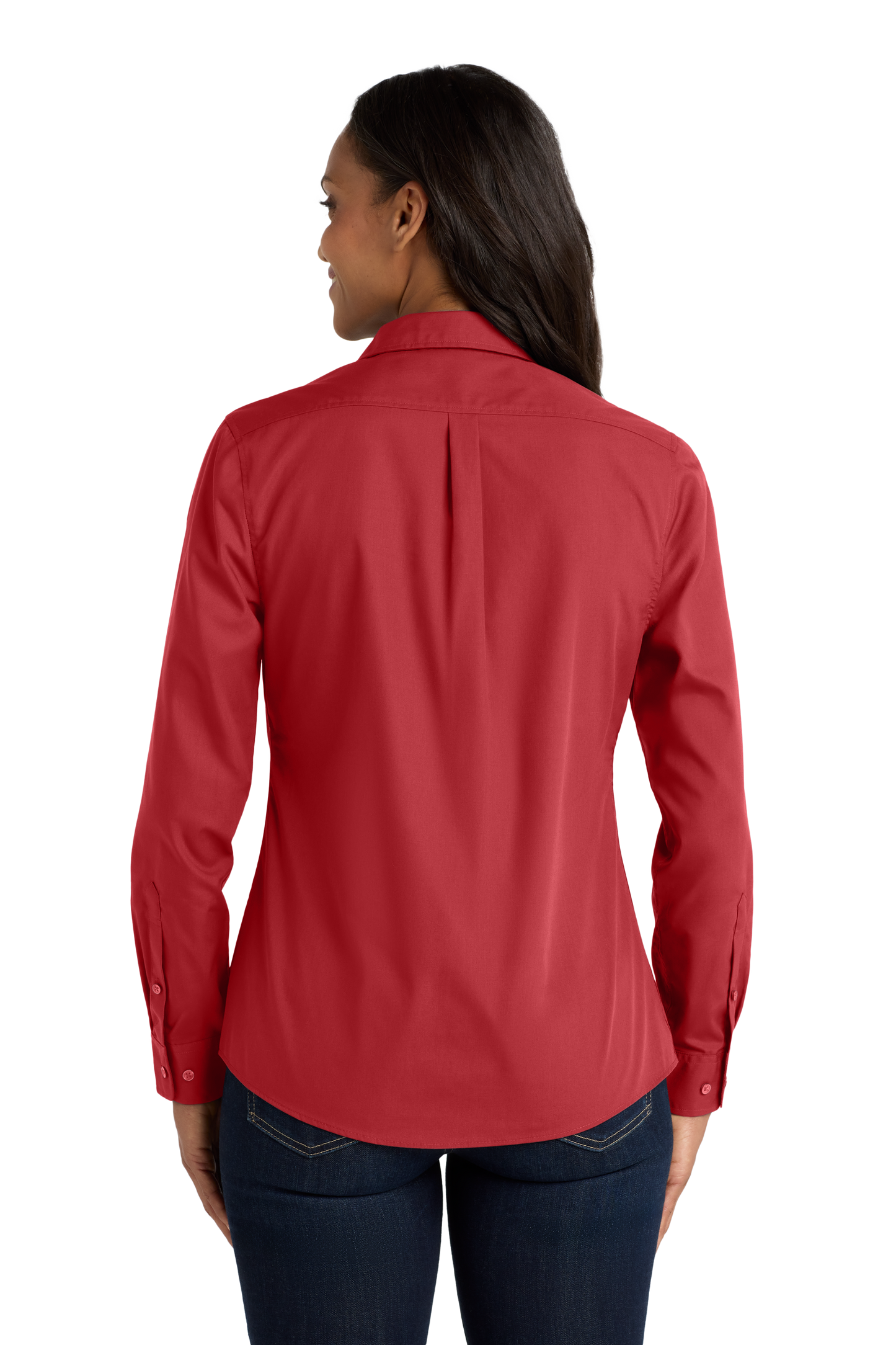 Port Authority® Women's Long Sleeve Carefree Poplin Shirt - Rich Red
