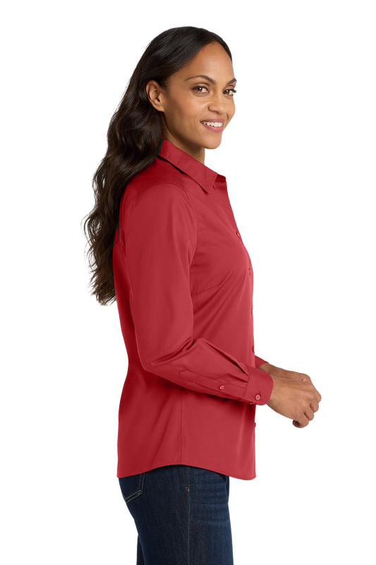 Port Authority® Women's Long Sleeve Carefree Poplin Shirt - Rich Red