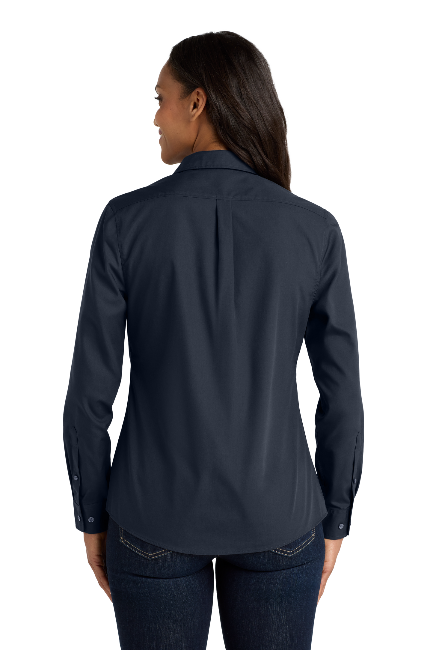 Port Authority® Women's Long Sleeve Carefree Poplin Shirt - River Blue Navy