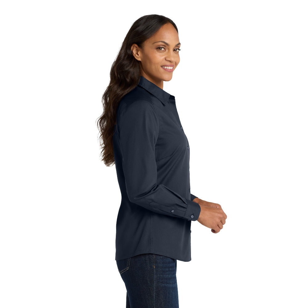 Port Authority® Women's Long Sleeve Carefree Poplin Shirt - River Blue Navy