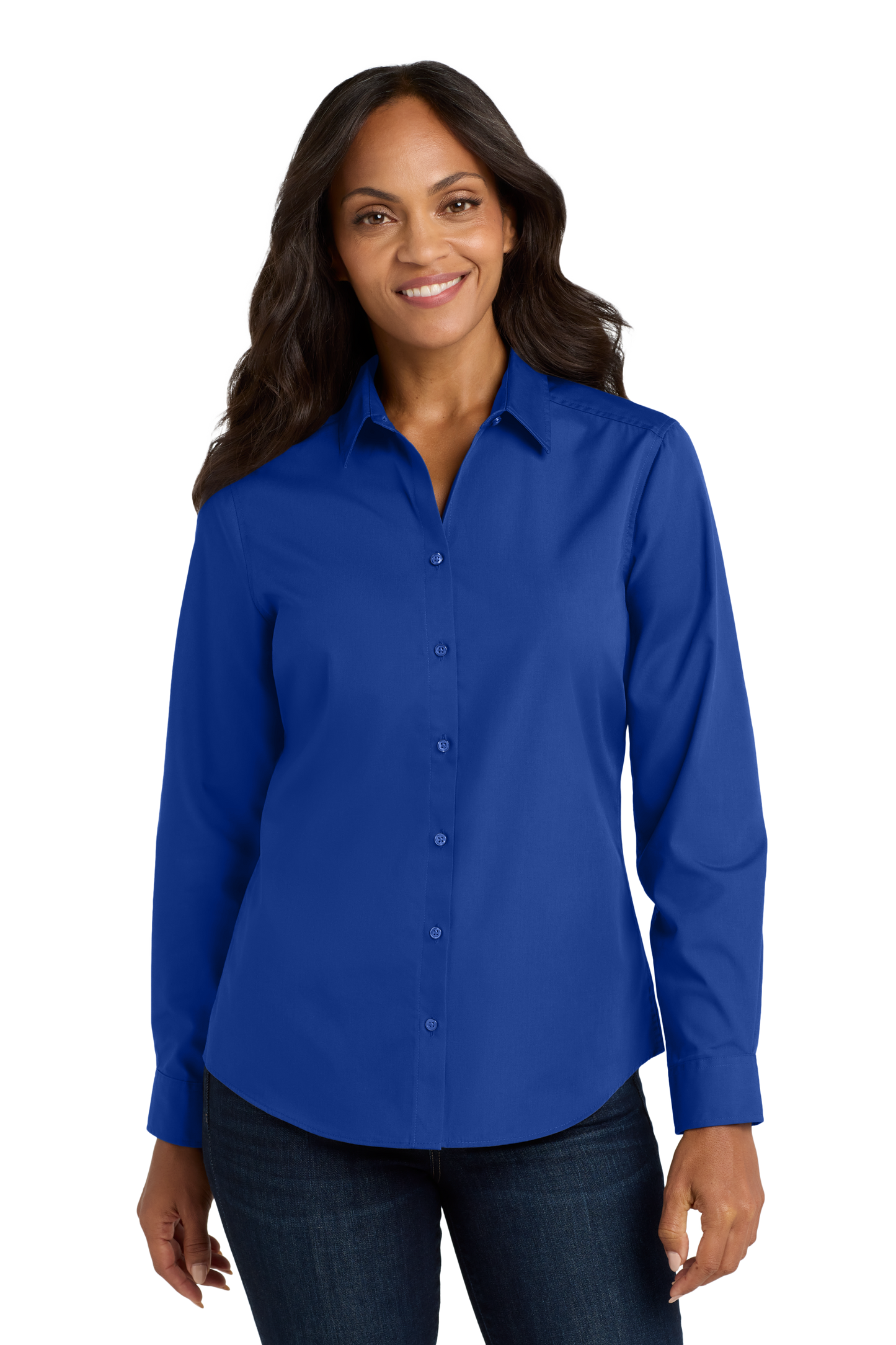 Port Authority® Women's Long Sleeve Carefree Poplin Shirt - True Royal