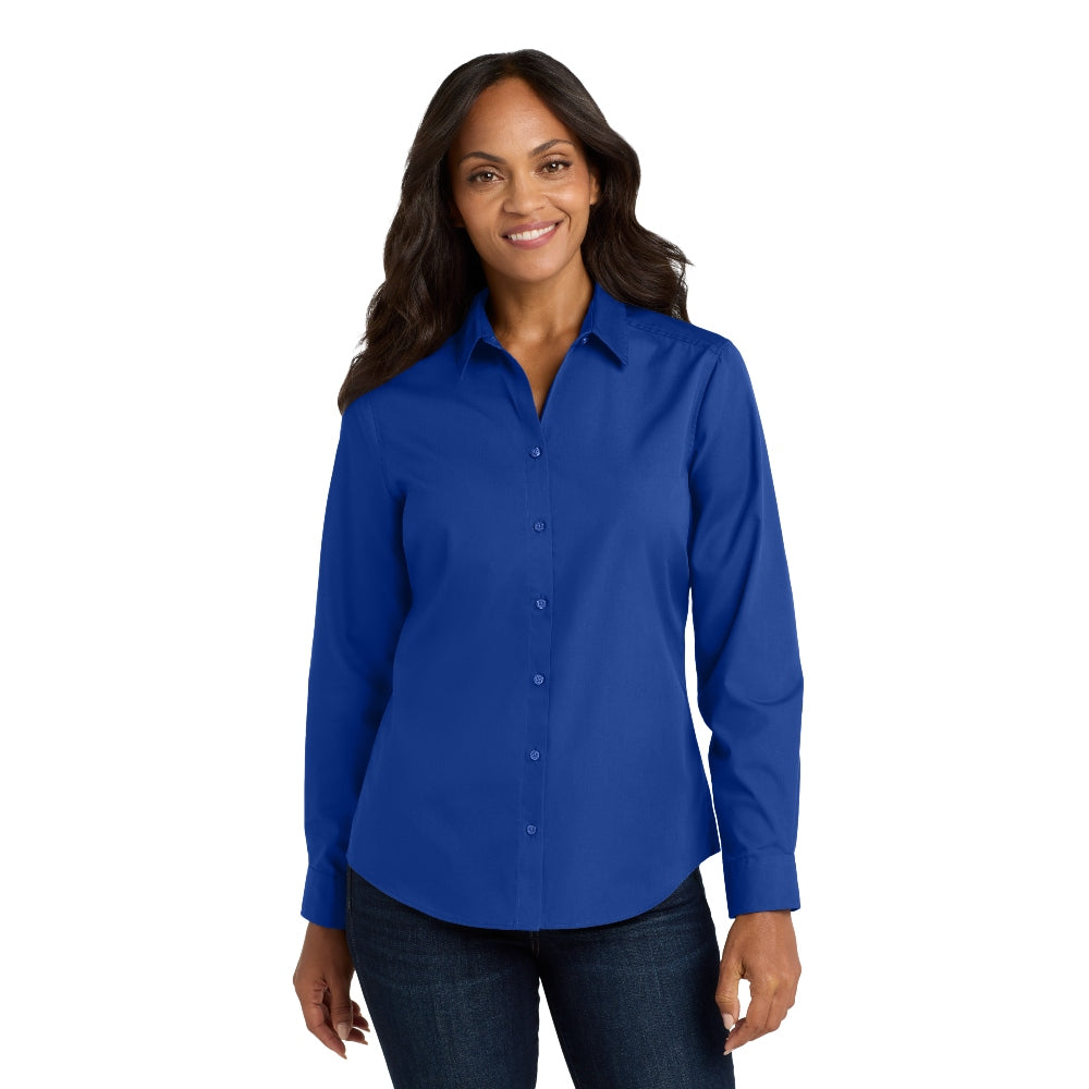 Port Authority® Women's Long Sleeve Carefree Poplin Shirt - True Royal
