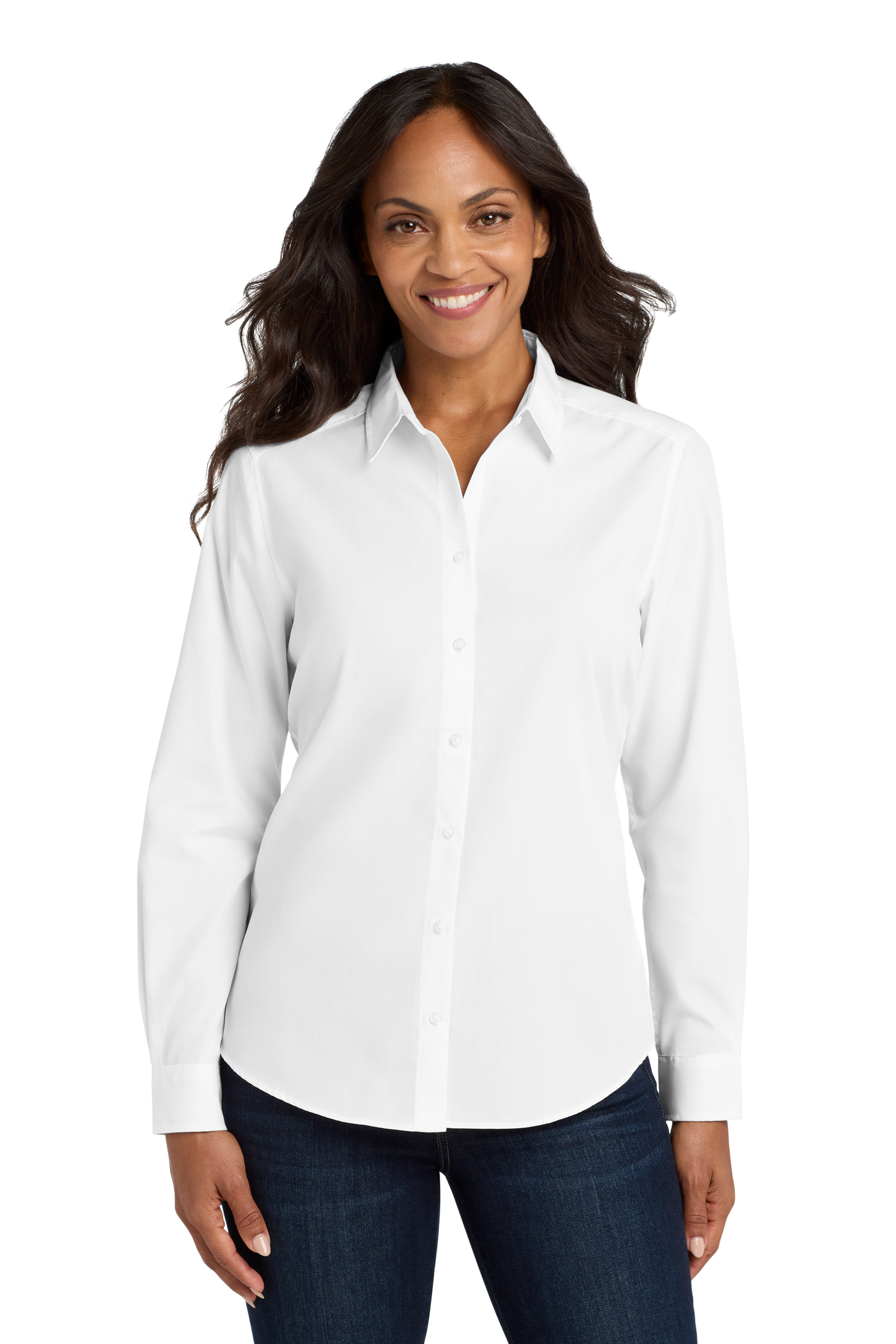 Port Authority® Women's Long Sleeve Carefree Poplin Shirt - White