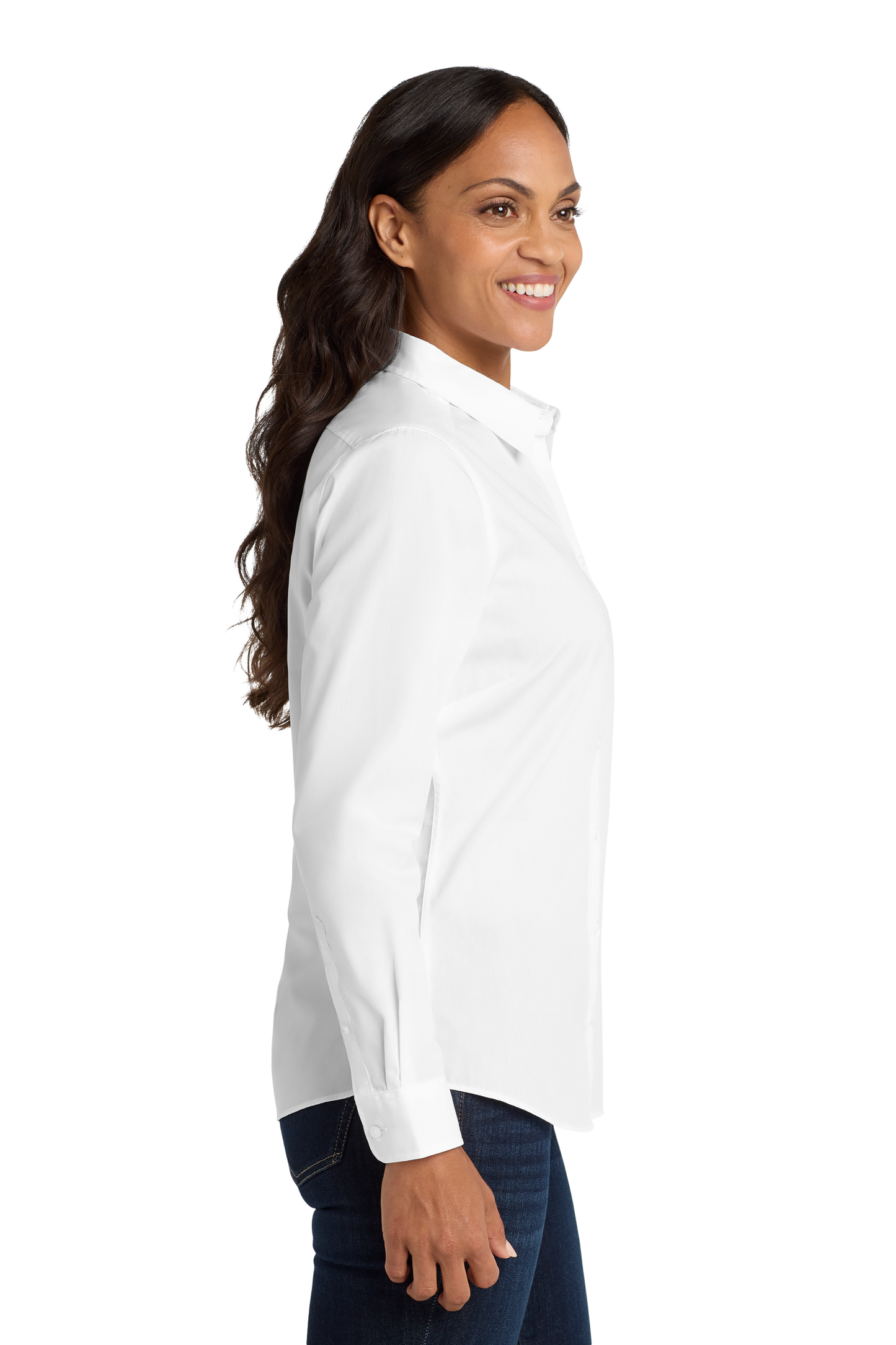 Port Authority® Women's Long Sleeve Carefree Poplin Shirt - White