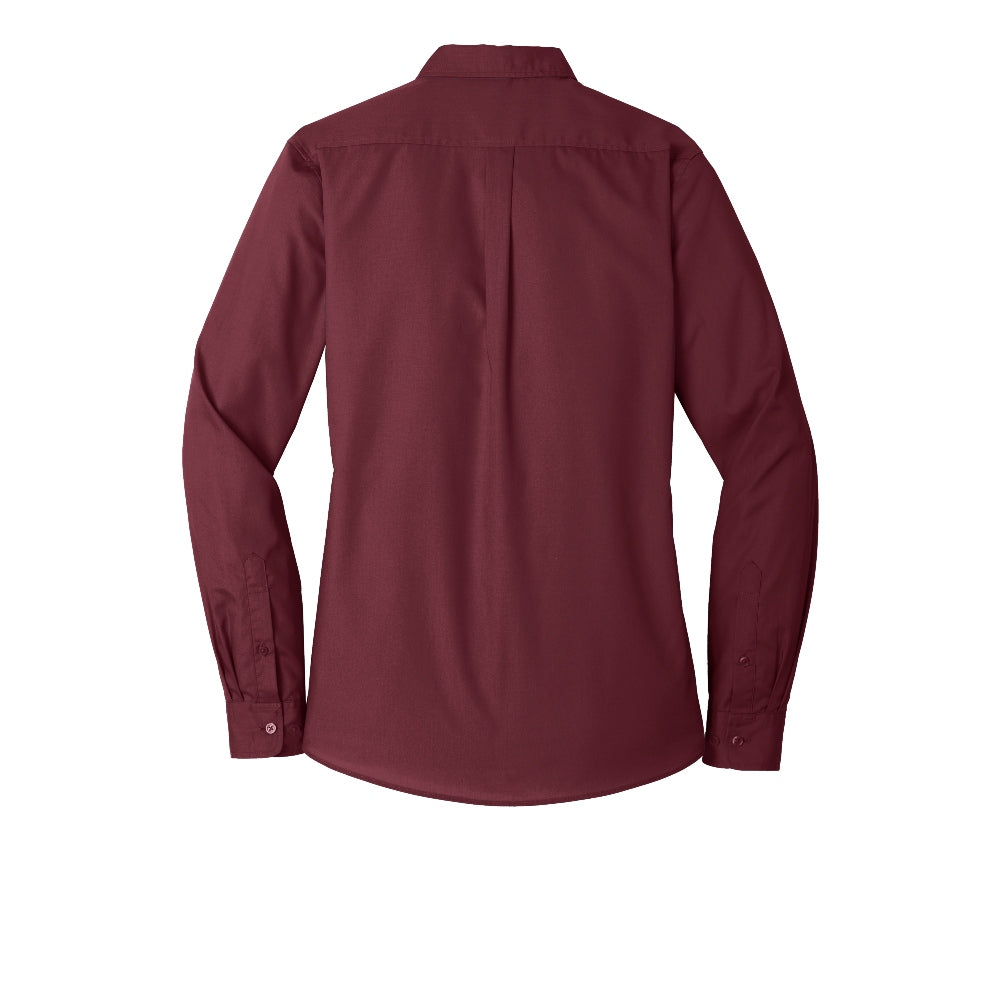 Port Authority® Women's Long Sleeve Carefree Poplin Shirt - Burgundy
