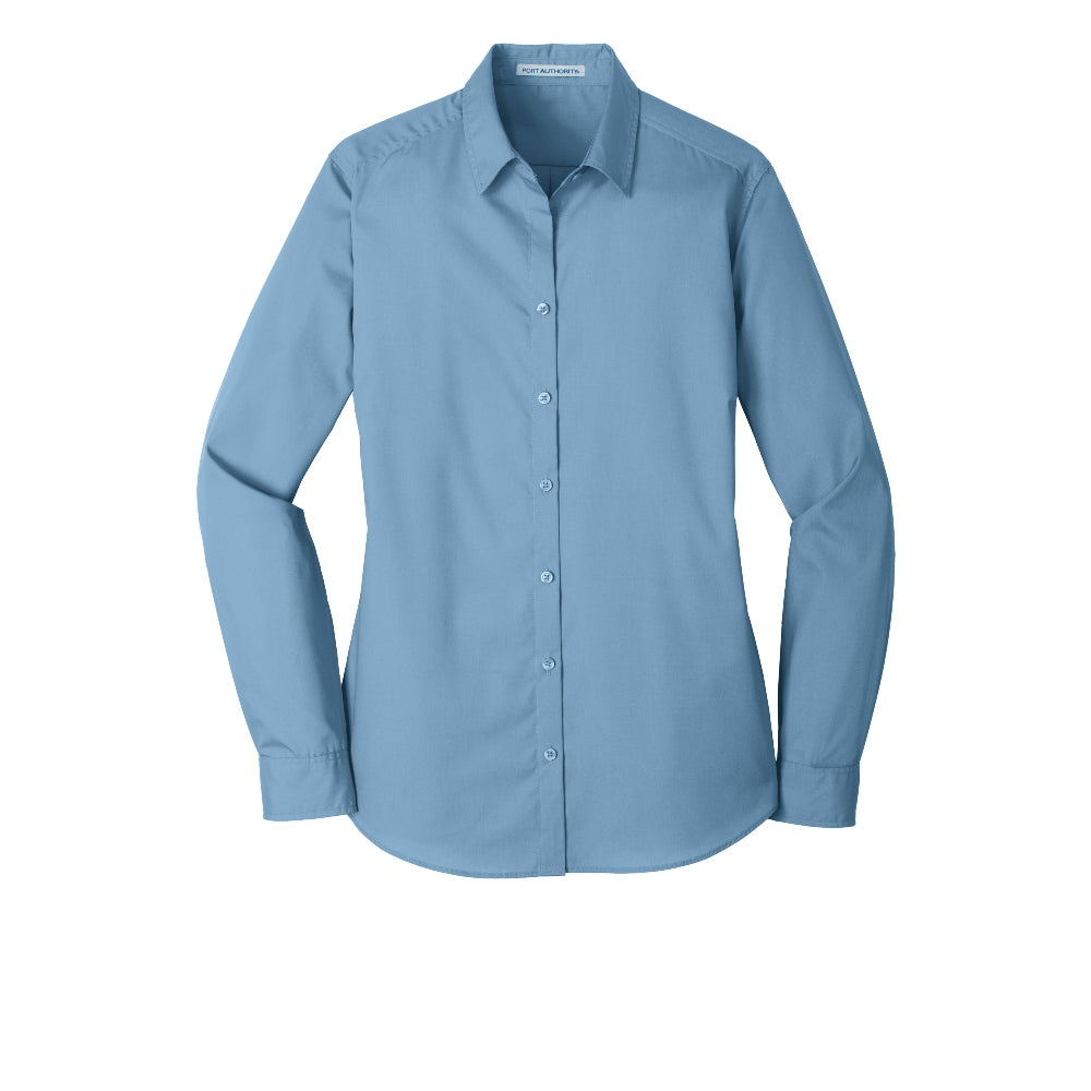 Port Authority® Women's Long Sleeve Carefree Poplin Shirt - Carolina Blue