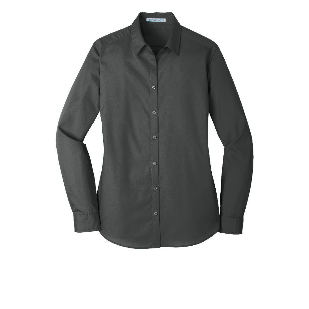 Port Authority® Women's Long Sleeve Carefree Poplin Shirt - Graphite