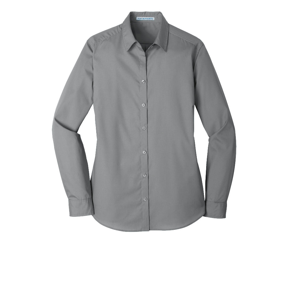 Port Authority® Women's Long Sleeve Carefree Poplin Shirt - Gusty Grey