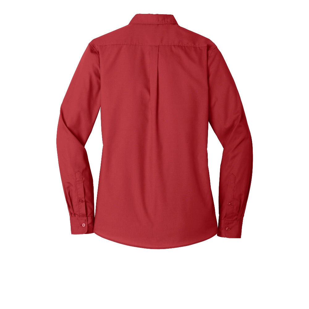 Port Authority® Women's Long Sleeve Carefree Poplin Shirt - Rich Red