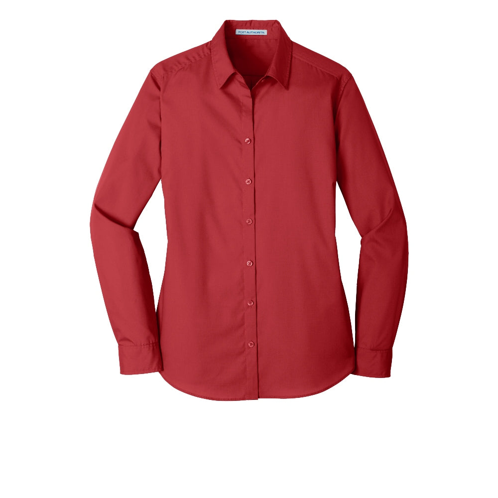 Port Authority® Women's Long Sleeve Carefree Poplin Shirt - Rich Red