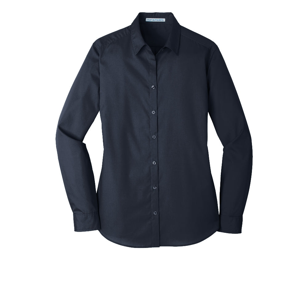 Port Authority® Women's Long Sleeve Carefree Poplin Shirt - River Blue Navy