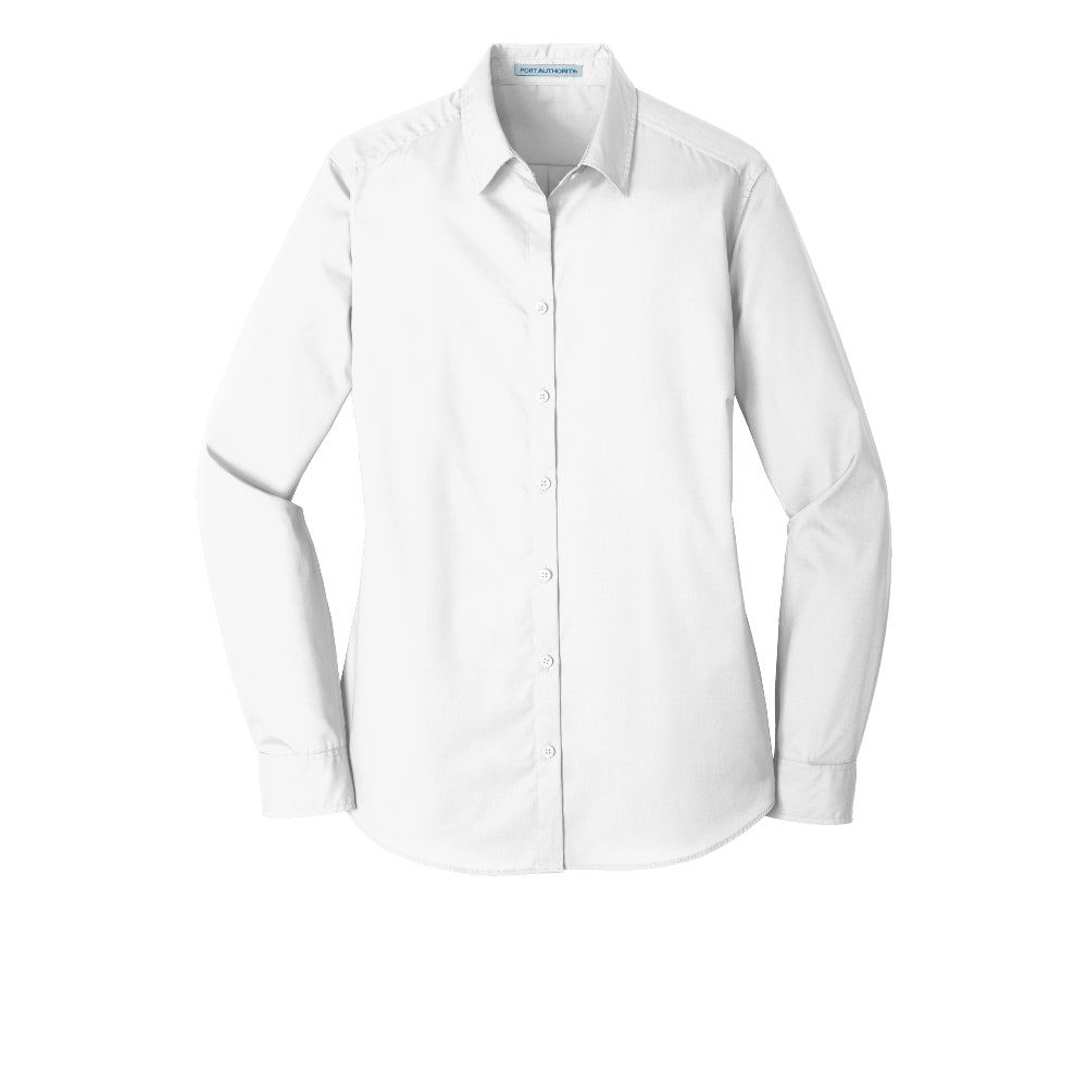 Port Authority® Women's Long Sleeve Carefree Poplin Shirt - White