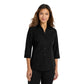 Port Authority® Women's 3/4-Sleeve Carefree Poplin Shirt - Deep Black