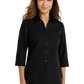 Port Authority® Women's 3/4-Sleeve Carefree Poplin Shirt - Deep Black