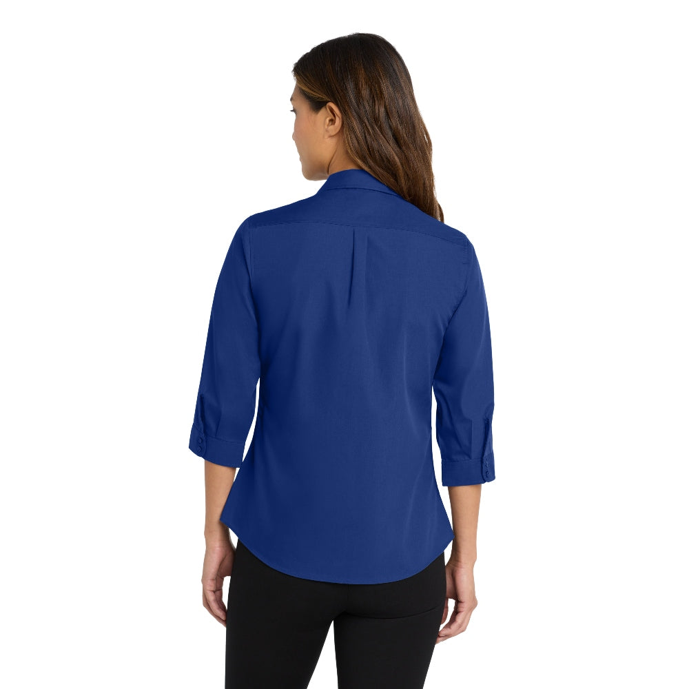 Port Authority® Women's 3/4-Sleeve Carefree Poplin Shirt - True Royal