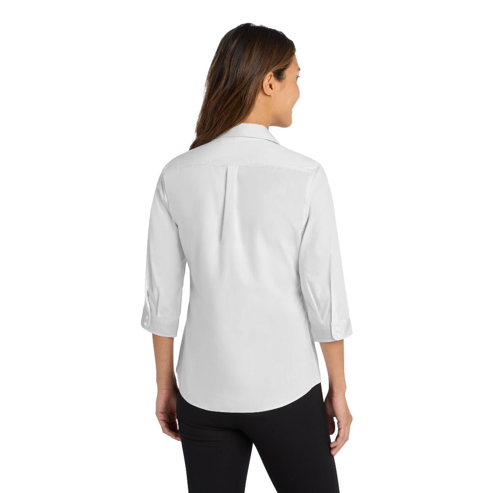 Port Authority® Women's 3/4-Sleeve Carefree Poplin Shirt - White