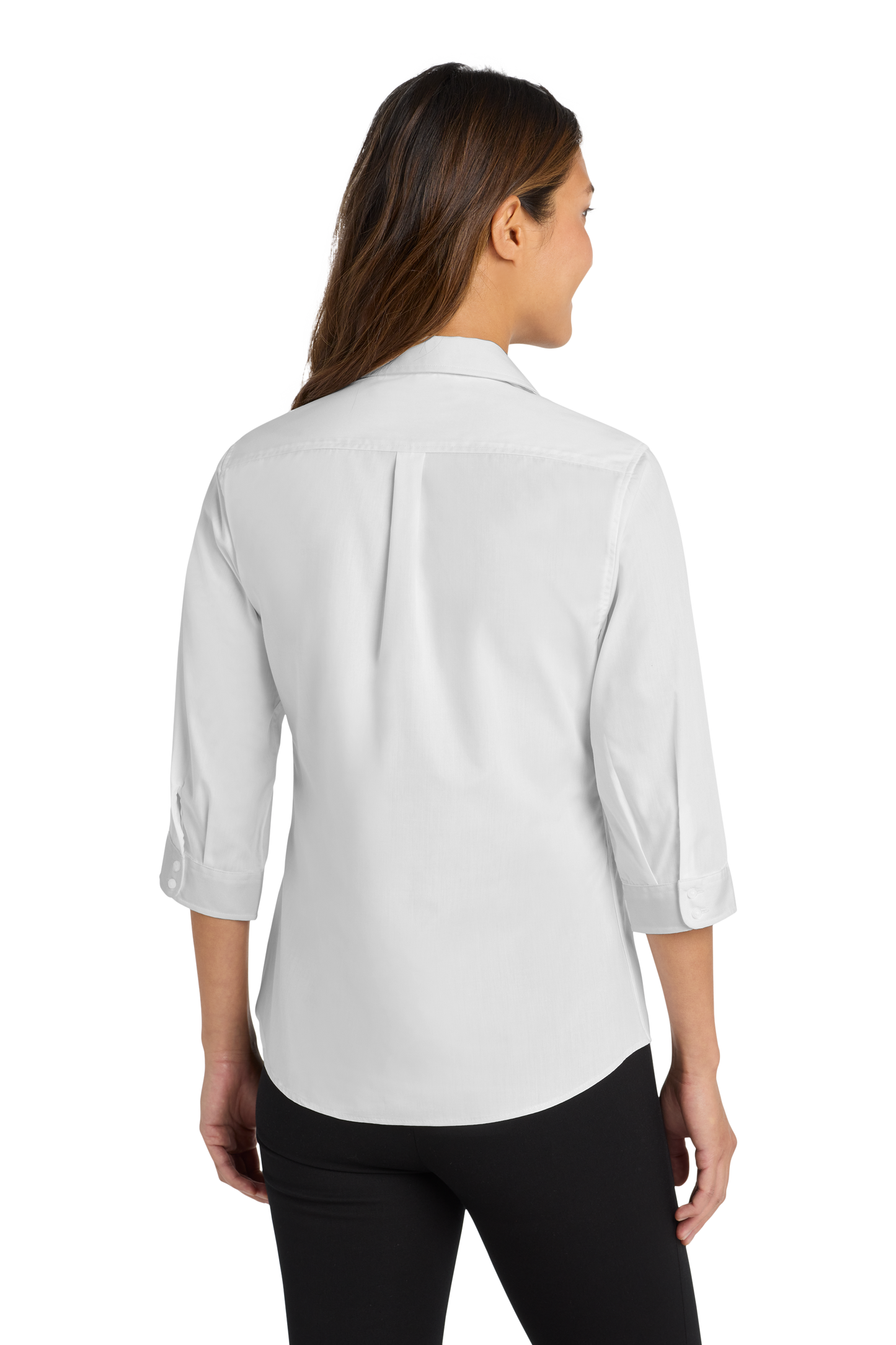 Port Authority® Women's 3/4-Sleeve Carefree Poplin Shirt - White