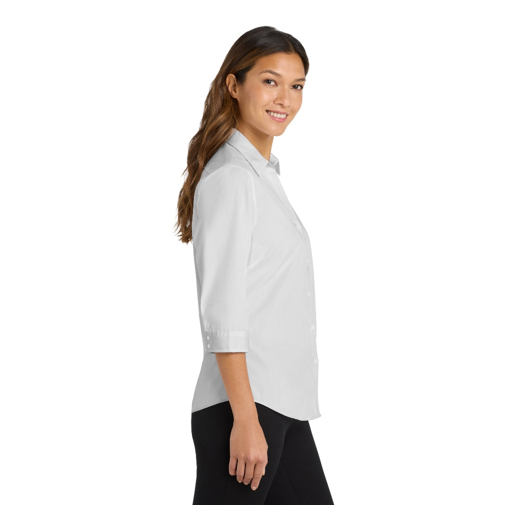 Port Authority® Women's 3/4-Sleeve Carefree Poplin Shirt - White