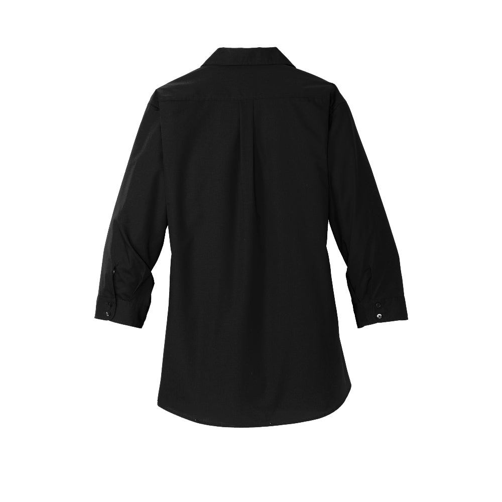 Port Authority® Women's 3/4-Sleeve Carefree Poplin Shirt - Deep Black