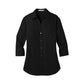Port Authority® Women's 3/4-Sleeve Carefree Poplin Shirt - Deep Black
