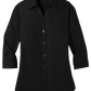 Port Authority® Women's 3/4-Sleeve Carefree Poplin Shirt - Deep Black