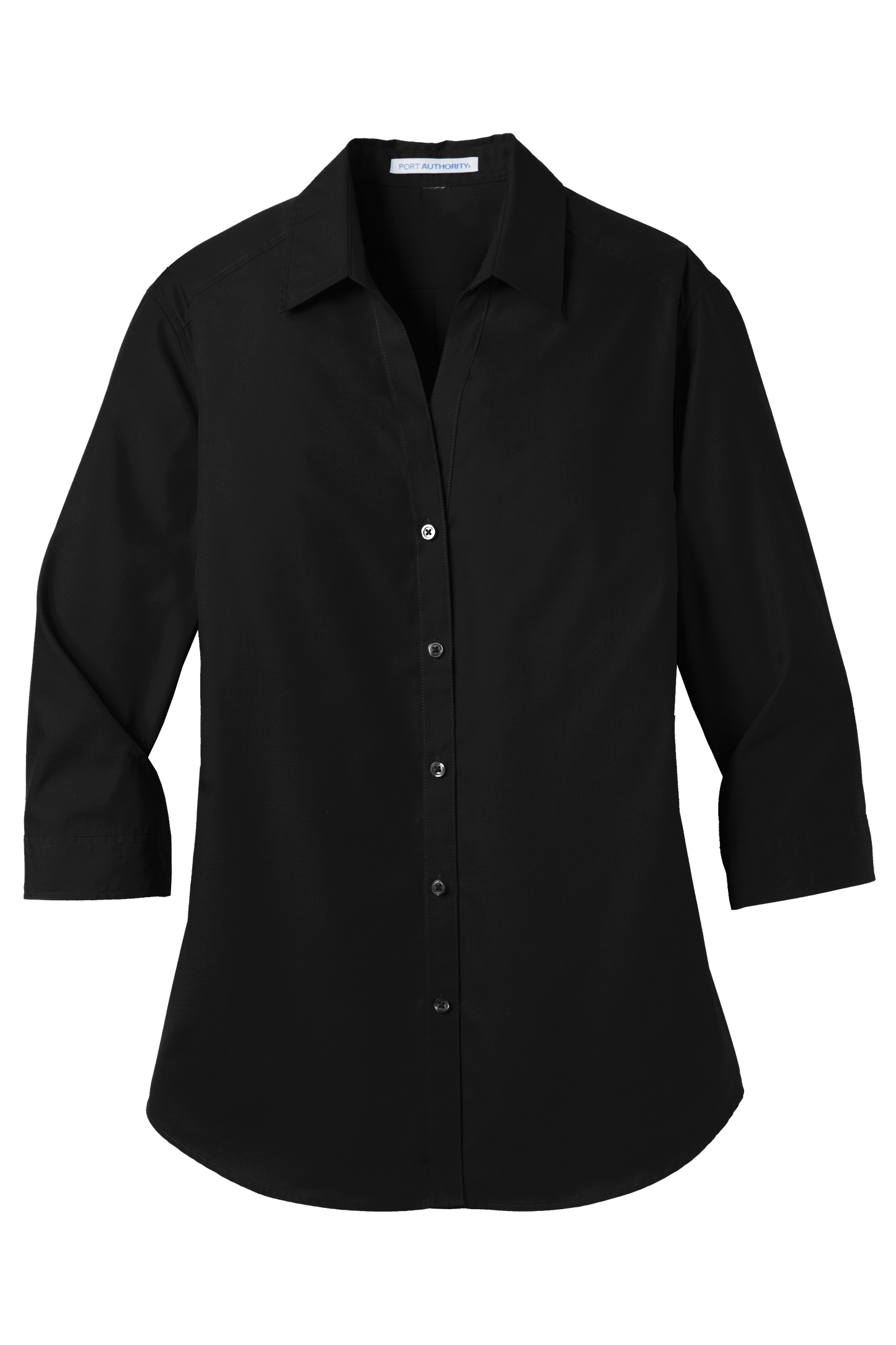 Port Authority® Women's 3/4-Sleeve Carefree Poplin Shirt - Deep Black