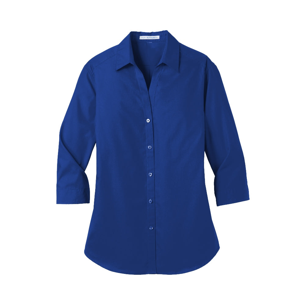 Port Authority® Women's 3/4-Sleeve Carefree Poplin Shirt - True Royal