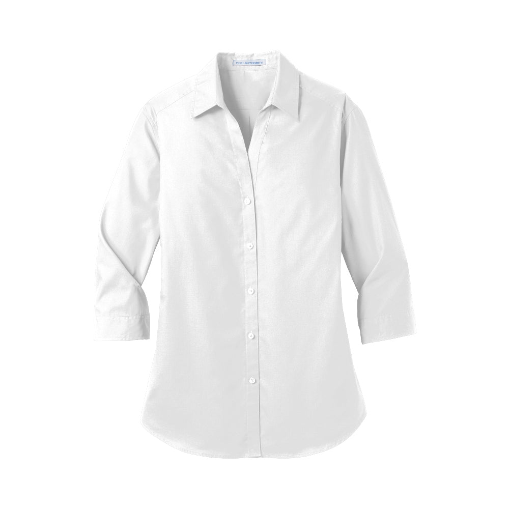 Port Authority® Women's 3/4-Sleeve Carefree Poplin Shirt - White