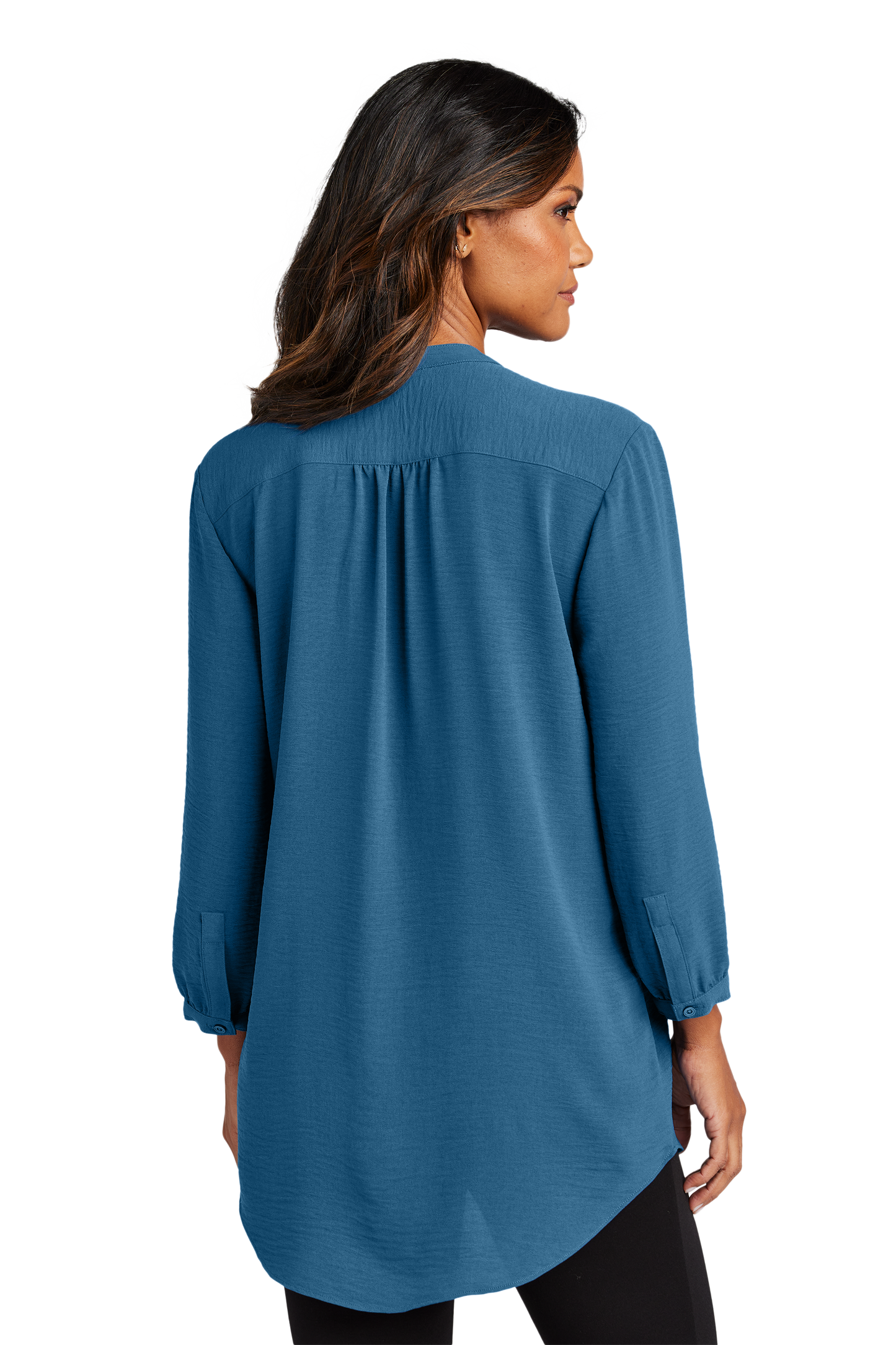 Port Authority® Women's 3/4-Sleeve Textured Crepe Tunic - Aegean Blue